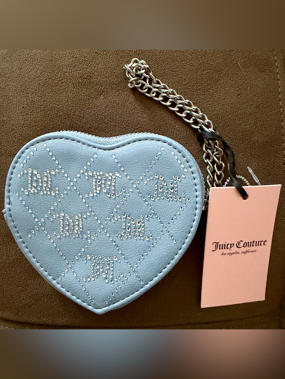 Juicy Couture Dusty Blue Crystal Crush Heart Wristlet NWT - Picture 1 of 4